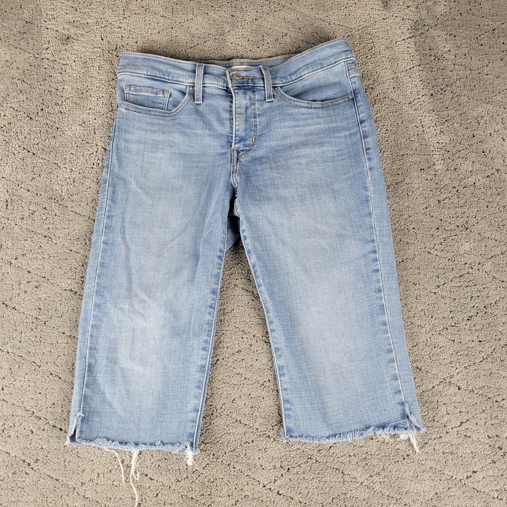 Levis Jeans Womens 28 Blue 311 Shaping Skinny Capri Cutoff Raw Hem Medium Wash